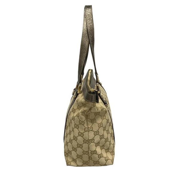 Auth GUCCI GG/Abbey 141470 Beige Light Brown Bronze Jacquard Leather - Picture 2 of 16